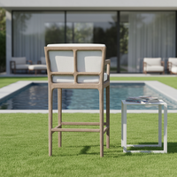 LAUREL Tabouret de bar et chaise haute en teck moderne pour l'extérieur, idéal pour les hôtels et les jardins