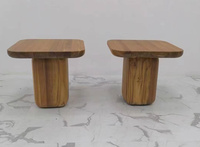 Table d'appoint moderne convertible en teck massif naturel pour salon