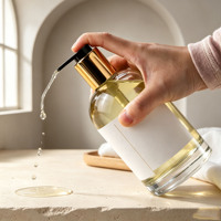 Flacon de lotion en verre cristal lourd de luxe 250 ml, 350 ml, 500 ml, avec logo personnalisé, vide, pour lotion corporelle, lavage des mains, emballage cosmétique
