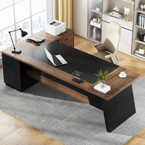 Bàn điều hành hình chữ L, bàn văn phòng hiện đại 78 inch có ngăn kéo và Tủ hồ sơ bên, bàn máy tính bằng gỗ góc - Product Image 3