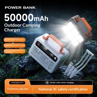 Power Bank Plastik Kapasitas Tinggi 100000mAh dengan Kabel Terintegrasi, Pengisian Cepat 22.5W, Lampu Camping, Sumber Daya Portabel