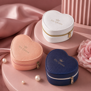 Luxury Simple Heart Jewelry Case Custom Durable Leather Storage <b>Box</b> for Travel <b>Ring</b> Necklace Gift Packaging Boutique Display - Product Image 1