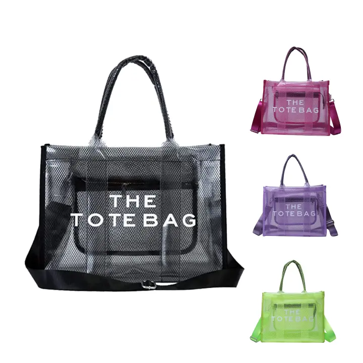 Fashion PVC Transparent Tote Women Shoulder Handbag Crossbody Bag for Travel Beach Bag Clear Tote Bag for Women