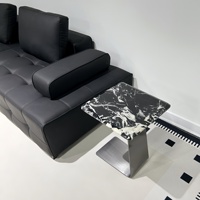 Table basse en acier inoxydable de style contemporain OEM, design minimaliste moderne, marbre Calacatta Viola noir, meubles de salon