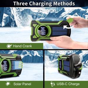 Factory Multifunction Solar Hand Crank Radio IPX5 Waterproof 4000mAh Power Bank NOAA FM AM SW BT Radio with Flashlight - Product Image 2