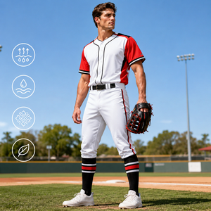 Maillot de baseball personnalisé OEM brodé blanc respirant pour équipes sportives avec design rayé pour club - Product Image 1