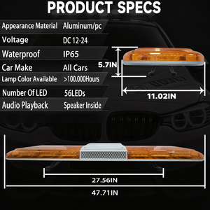 Barra de Luces de Advertencia <span class=keywords><strong>CIGO</strong></span> de 56 LED, Luz Estroboscópica Ámbar de Emergencia para Camión de Remolque con Sirena y Altavoz de 200w - Product Image 6