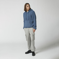 Pull à capuche solide côtelé à la mode personnalisé VSCOO pour les sports de loisirs coupe ample à manches longues pour hommes