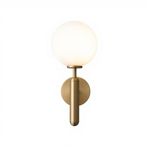 Lámpara de Pared Minimalista de Hierro Estilo Costero con Pantalla Redonda de Vidrio Amarillo, LED E27 2700K, Luz Blanca Cálida, para Hogar u Oficina - Product Image 1