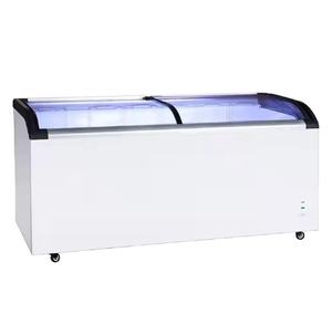 Refrigerador de helados con puerta de vidrio curvada, pantalla para comida congelada, tapa deslizante, arcón, congelador, nevera, 2 uds. - Product Image 1