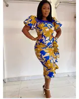 2022 ultima moda elegante slim fit manica a soffietto abito elegante donna africana abiti estivi per donne africane