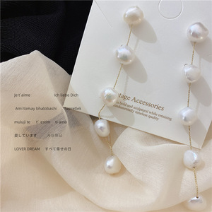 Artilady Orecchini Pendenti in Perle d'Acqua Dolce S925 Placcati Oro 14k, Orecchini Barocchi Lunghi per Spose - Product Image 3