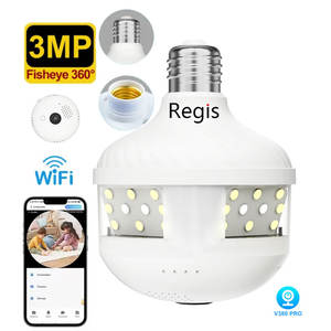 Regis V380 Pro 3MP CMOS сенсор Wi-Fi E27 PTZ 360 градусов Панорамное наблюдение в помещении цветная светодиодная лампа ночного видения - Product Image 2