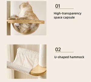 Moderne Luxe Hoogteverstelbare Kattenklimrek van Massief Hout, Multifunctionele Kattenboom voor Katten om op te springen, krabben en spelen - Product Image 3