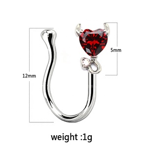 Gaby Body Jewelry Nuevo diseño Devil Eyes Faux Nariz Anillos Sin perforación Latón Nariz Puños <span class=keywords><strong>Aro</strong></span> para fiesta - Product Image 3