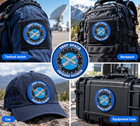 Patch PVC 2D personnalisé, design spatial rond, pour vêtements d'extérieur, casquettes et sacs à dos