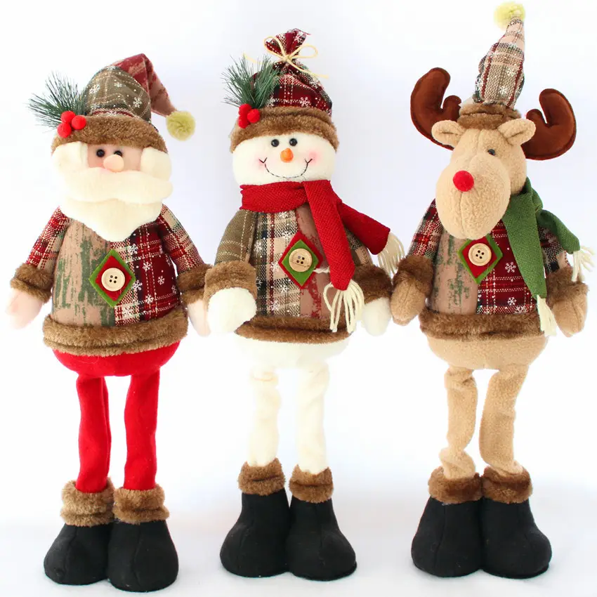 Christmas Stuffed Doll Snow Man Ornaments Navidad Decor Flush Santa Claus For Festival