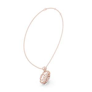 Pendentif en or rose avec diamant de laboratoire floral et chaîne à maillons, conçu pour les mariages et les anniversaires – Bijoux de luxe élégants et durables - Product Image 2