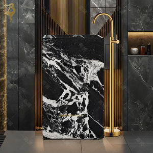 Lavabos autoportants en marbre vert vintage sculptés à la main, évier en pierre naturelle - Product Image 5