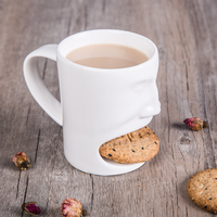 Tasse à café de poche en céramique avec biscuit, double face, jaune, blanc, pour biscuits