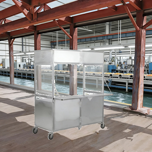 Chariot pliable maniable en acier inoxydable à 4 roues pour la vente de glaces, café, snacks, hot-dogs et bonbons - Product Image 4