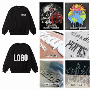 TKAN280 personalizado colores sólidos impreso logotipo bordado patrón gráfico hombres sudaderas cuello redondo cuello alto sudaderas al por mayor - Product Image 4