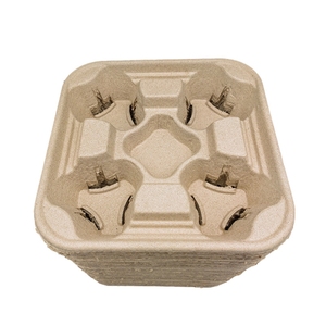 <strong>Disposable</strong> Takeaway Pulp <strong>Cup</strong> <strong>Holders</strong> Milk Tea Coffee Anti-Tip Paper Tray Base Biodegradable Non-removable Four <strong>Cup</strong> <strong>Holders</strong> - Product Image 4