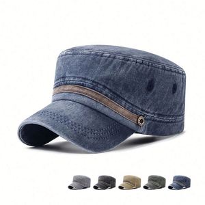 2025 New Arrival Faded Cotton <b>Flat</b> Top Camp <b>Cap</b> Breathable Outdoor Sun Hat Two Tone Sports <b>Cap</b> for <b>Men</b> - Product Image 2