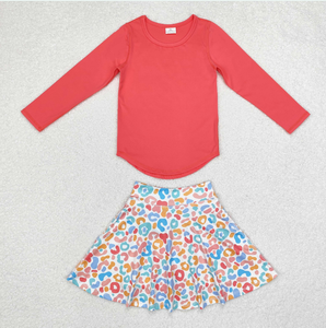 Sibling Baby Girls Zipper Pullovers Shirts Top Floral Skorts Yoga Sets - Product Image 3