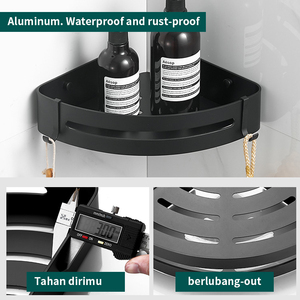 Pano.V High Quality Bathroom & Kitchen <b>Corner</b> <b>Wall</b> <b>Mounted</b> 2-tier Aluminum Rustproof Black Triangle <b>Shelf</b> - Product Image 6