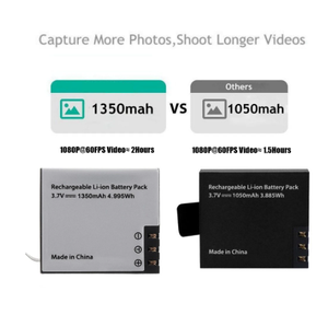 Batterie 1350mAh avec chargeur pour AKASO EK7000 Brave 4 V50x <span class=keywords><strong>EKEN</strong></span> H9 h9r H5sPlus h6s SJ4000 Sj5000 SJ7000 SooCoo c30 C50 f68 - Product Image 5