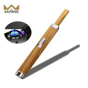 KY Good Quality Cheap Wood Grain Wholesale Portable Metal Brabecue Candle Windproof Electric Lighter Usb