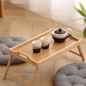 Mesa de noche de bambú, bandeja plegable portátil para ordenador portátil, para uso en la cama, color sólido - Product Image 2