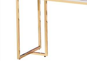 Mesa de consola de madera MDF de acero inoxidable, alta calidad, para sala de estar o pasillo, metal blanco - Product Image 5