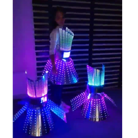 Robe de scène GEMEI avec éclairage LED RVB multicolore et ensemble de colonnes florales assorties en Spandex/Coton pour femme