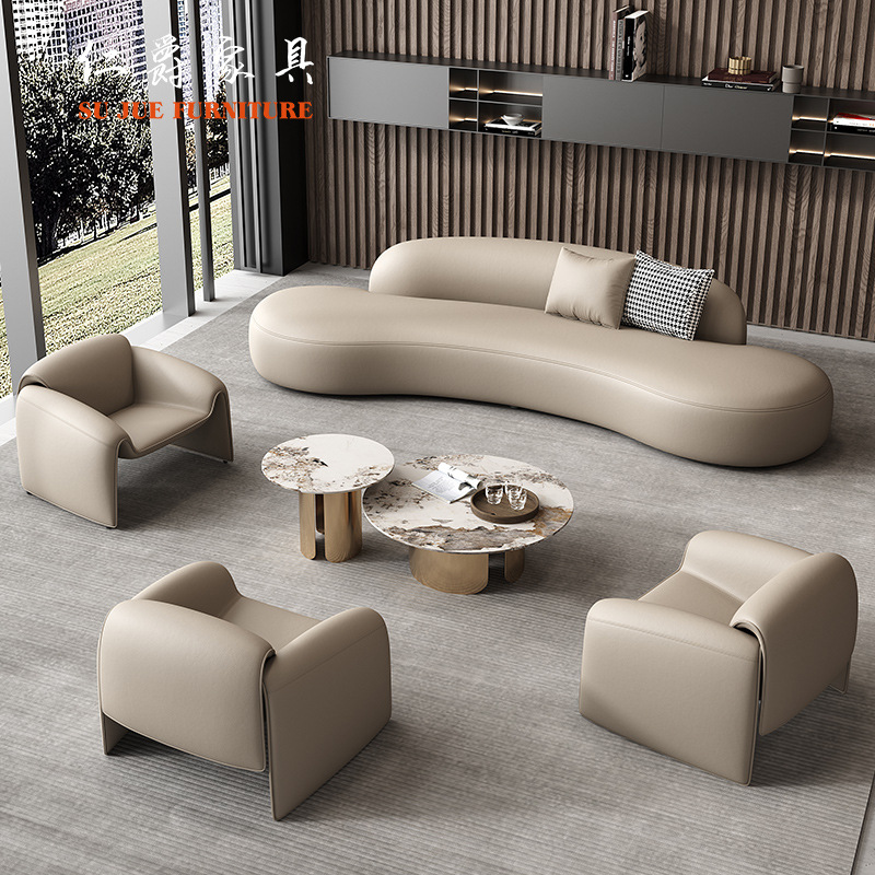 โซฟายาว 280 ซม. และชุดโต๊ะกาแฟ 111 ซม. สีขาวนวล