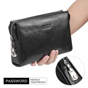 Contact's Anti-Theft <strong>Clutch</strong> <strong>Bag</strong> <strong>Mens</strong> Genuine Leather Business Coded Lock <strong>Bag</strong> Leather <strong>Clutch</strong> Purse <strong>Bag</strong> for <strong>Men</strong> - Product Image 1