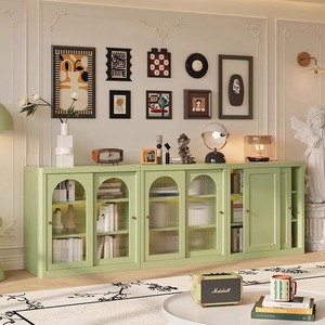 Étagère Réglable Buffet Buffet Armoire avec Portes en <span class=keywords><strong>Verre</strong></span> Credenza Rangement Nouveaux Meubles de Maison pour Salon <span class=keywords><strong>Cuisine</strong></span> Entrée - Product Image 3