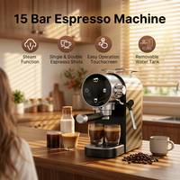 Machine à expresso Color Touch recommandée par les designers d'intérieur, réservoir de 1,2 L, cafetière semi-automatique pour la station café de la cuisine