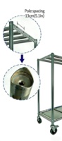Chariot de suspension mobile à 4 roues en acier inoxydable 304 poli pour cuisines professionnelles, à un seul niveau, pour canards rôtis, oies et poulets, avec fonction de séchage