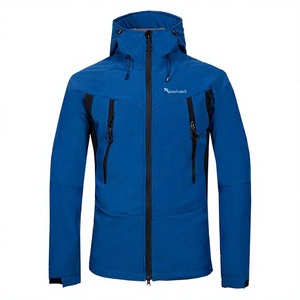 Veste polaire à capuche bleue pour homme, col montant, fermeture éclair intégrale, coupe-vent, respirante, écologique, décontractée, pour l'extérieur, hiver, coupe classique - Product Image 1