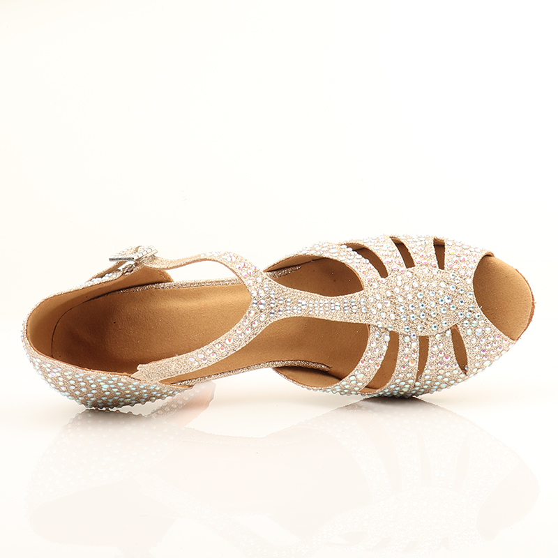 Cheap Women Party Dance Shoes Satin Shining Rhinestones Dace Design Ballroom Satin Shoes