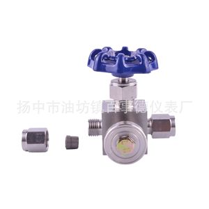Vanne à aiguille marine haute pression en acier inoxydable 316 avec manomètre, vanne de test hydraulique à trois voies - Product Image 2