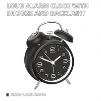 Jam Alarm Elektronik LUMINOVA ABS Keras dengan Bentuk Geometris, Catu Daya Eksternal, untuk Tidur Nyenyak, Layar Jarum 4-inci, Jam Meja