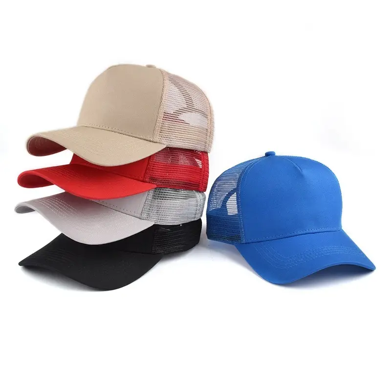 Großhandel verstellbare Plain Trucker Mesh Cap Benutzer definierte Männer Schaum Mesh Baseball Cap Foam Plain 5 Panel Trucker Hüte Jugend