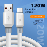 Vente en gros 120W Cordon de charge rapide TPE Accessoires mobiles OD 0.6MM Câble de chargeur épaissi pour Smartphone Tablettes