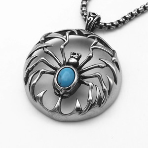 Yunnique – collier avec pendentif araignée en acier inoxydable, incrustation de turquoise, bijoux de mode de style punk - Product Image 5