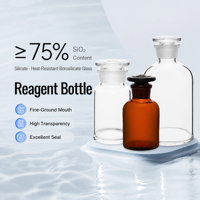Flacon de réactif en verre borosilicaté de qualité laboratoire, à bouche large et étroite, transparent et ambré, pour laboratoire de chimie, avec joint en verre.