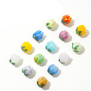 Breloques en forme de bulbes de fleurs en verre soufflé |   Pendentif en verre plaqué or 18 carats PVD, avec attache en acier inoxydable pour la fabrication de bijoux |   Imperméable et durable - Product Image 4
