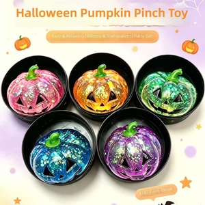 Juguete antiestrés de goma blanda con diseño de cabeza de calabaza de Halloween, novedoso, con purpurina, creativo, para descompresión, venta al por mayor transfronteriza - Product Image 5